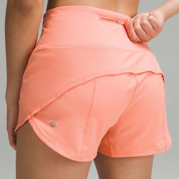 Lululemon Speed Up High-Rise Lined Short 4" Sunny Coral - Picture 1 of 5